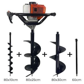 Perfurador De Solo Gasolina 52Cc C/3 Brocas + Extensão 60Cm