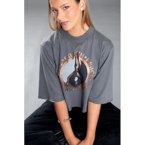Blusa Cropped Zinzane Feminino Silk In Yang - Cinza