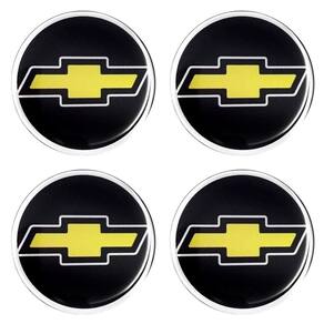 Jogo Emblema Calota Resinada Gm 48mm Preto/dourado