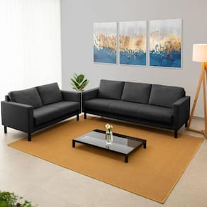 Conjunto de Sofá Antúrio 3 e 2 Lugares com Usb em Linho CabeCasa MadeiraMadeira Cinza Escuro