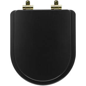 Assento Sanitário Poliéster Soft Close Smart Onix (Preto Fosco) para Vaso Celite com Ferragem Dourada