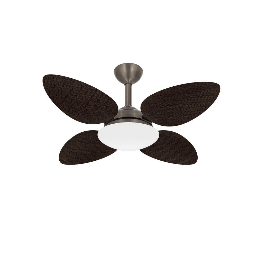 Ventilador Teto Bronze Pétalo 4 Pás Palha Turbo Ventax 110V