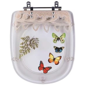 Tampa de Vaso Poliéster Decorada Borboleta Luna Bege para louça Icasa