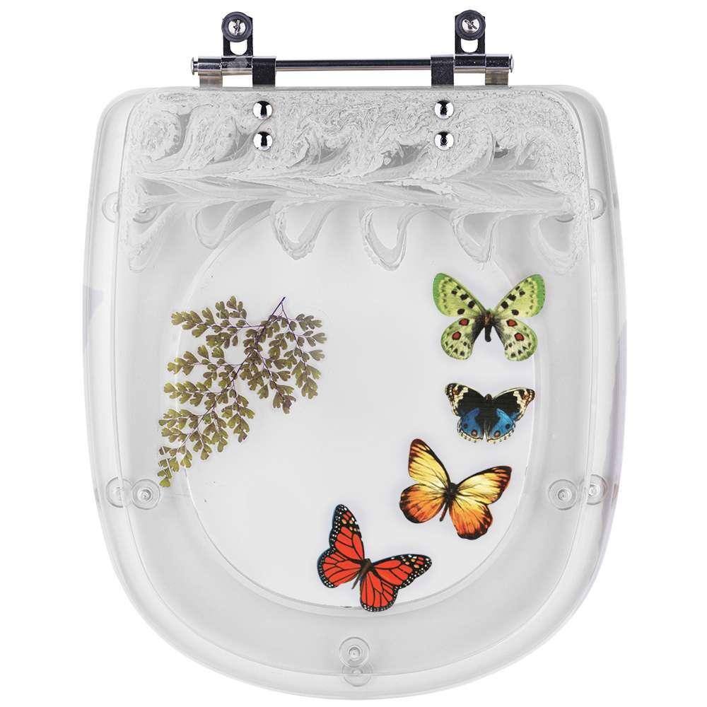 Tampa de Vaso Poliéster Decorada Borboleta Aspen Branco para louça Deca