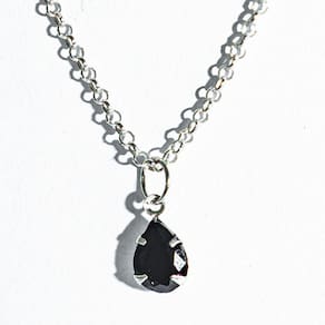 Colar Gota Facetada Zircônia Obsidiana Garra Prata 925