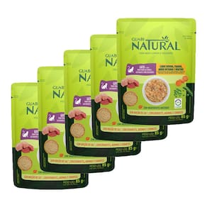 Kit 5 Ração Úmida Guabi Natural Gatos Carne e Frango e Vegetais 85g