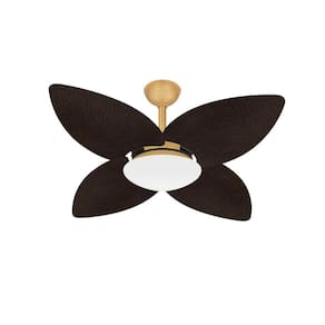 Ventilador Teto Dourado 4 Pás Palha Quarto Winds Ventax 110V