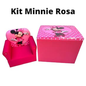 Bau De Brinquedo Puff Infantil Sofazinho Conjunto Puf Minnie