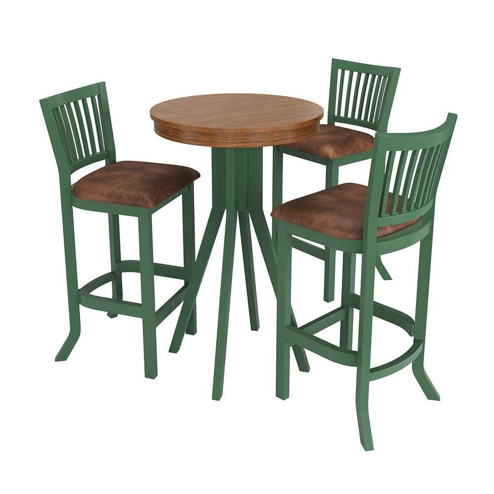 Conjunto Mesa Bistrô com 3 Banquetas Verde  Sevilha