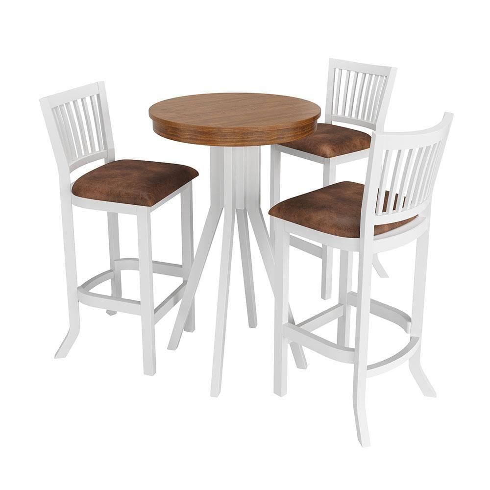 Conjunto Mesa Bistrô com 3 Banquetas Branco Sevilha
