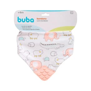 Babador Bandana Com Mordedor Animais Buba Ref:15285