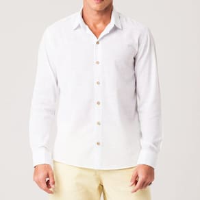 Camisa Masculina Slim Flamê Manga Longa Branca Zune