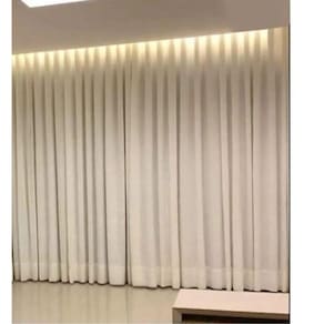 Cortina Trilho Suiço Duplo Forro Linho Marfim 6.00 X 2.70