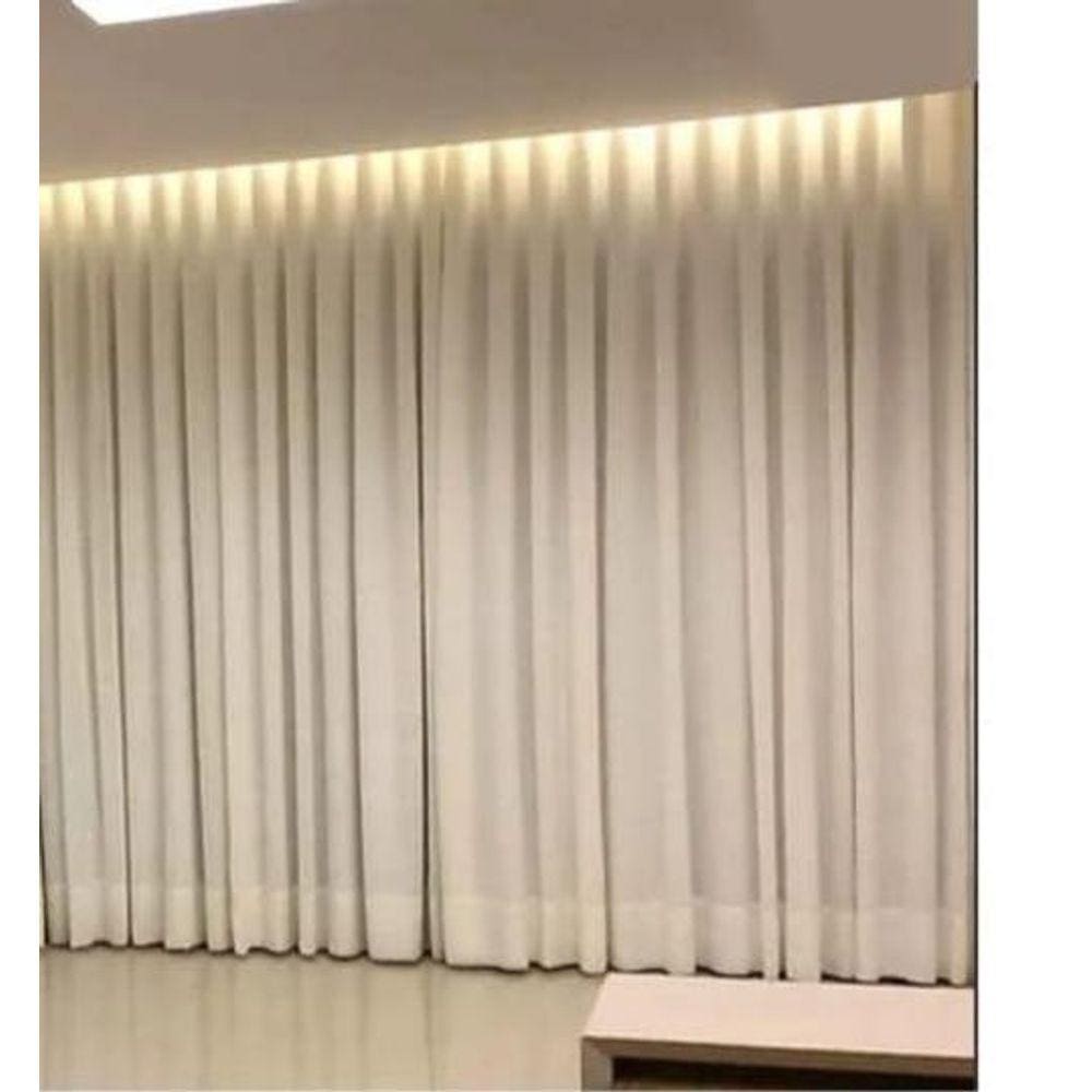 Cortina Trilho Suiço Duplo Forro Linho Marfim 6.00 X 3.00