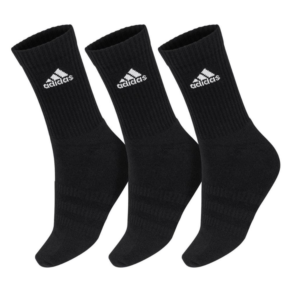 Meia Adidas Cushion Cano Alto Pack com 03 Pares 35 ao 37 Preto