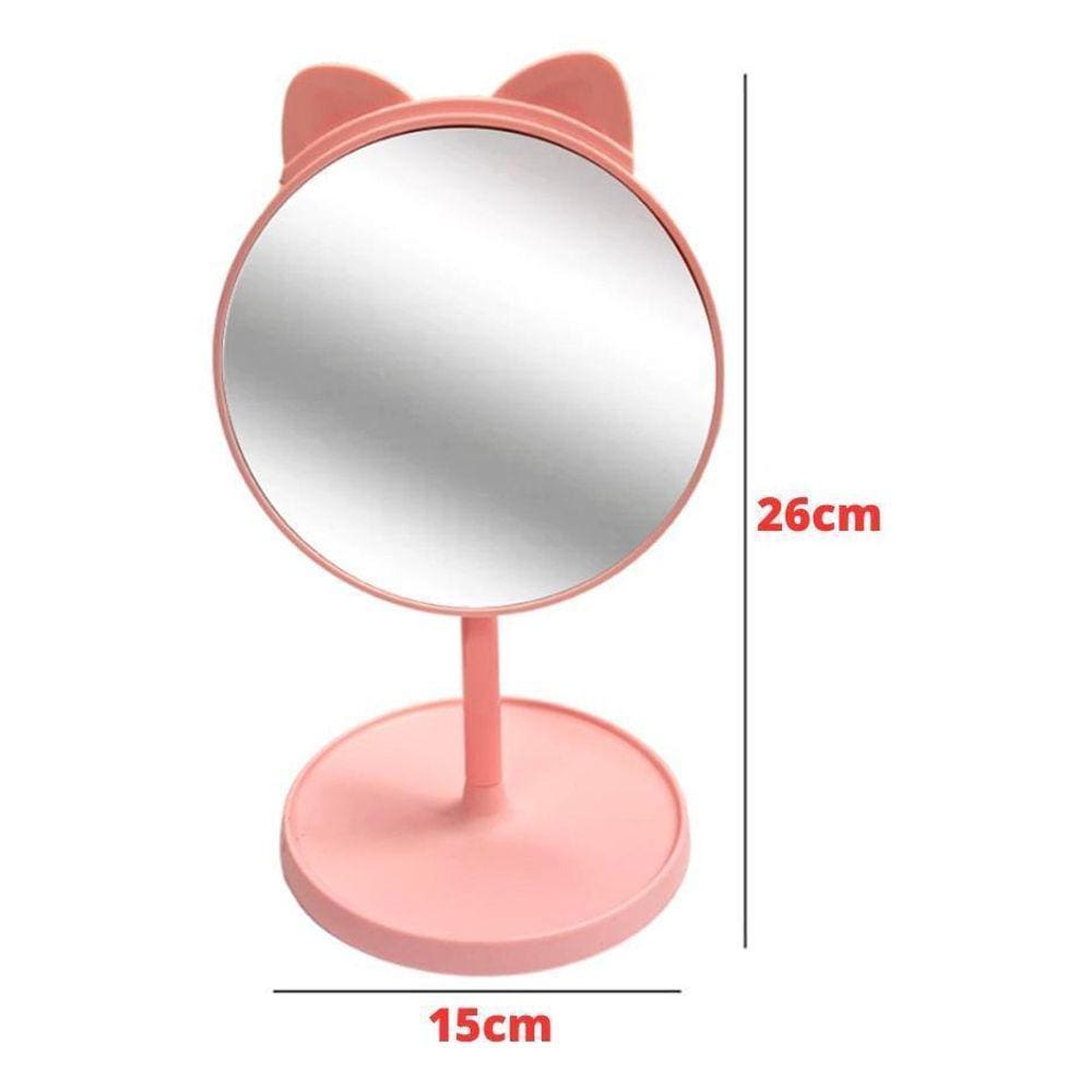 Espelho De Mesa Gatinho Com Porta Joias