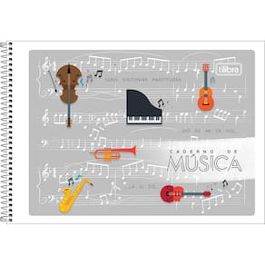 Caderno de Musica Capa Flexivel Espiral 48 Folhas Tilibra