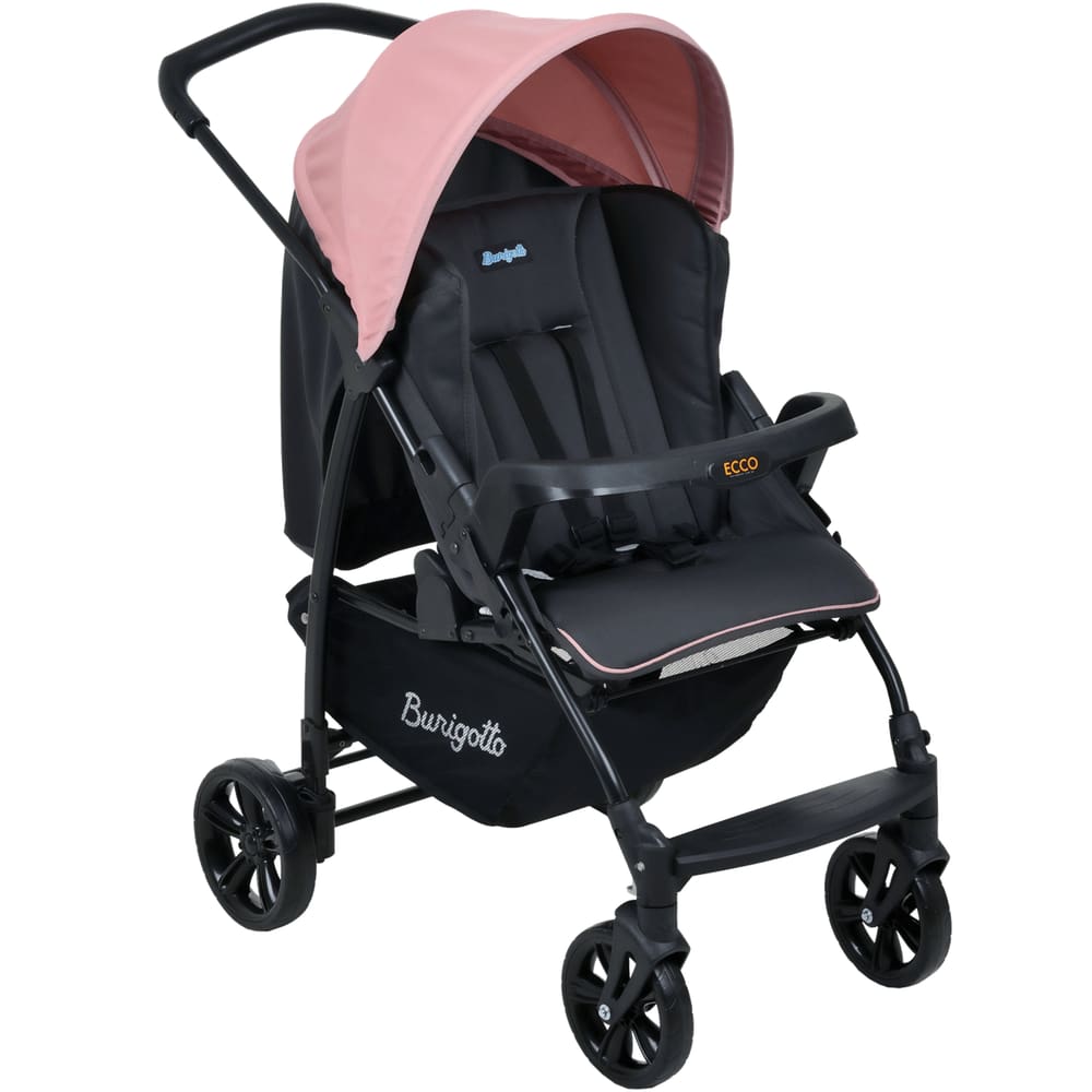 Carrinho Berço para Passeio Burigotto Ecco Cinza Rosa - até 15kg