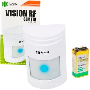 Sensor de Presença Alarme Infravermelho 433,92mhz sem Fio com Bateria 9v