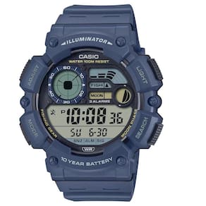 Relógio de Pulso Casio Masculino Digital Tabua de Mares Pescaria Prova Dágua 10 ATM Pulseira Extra Grande Fase Lua Esportivo Azul WS-1500H-2AVDF