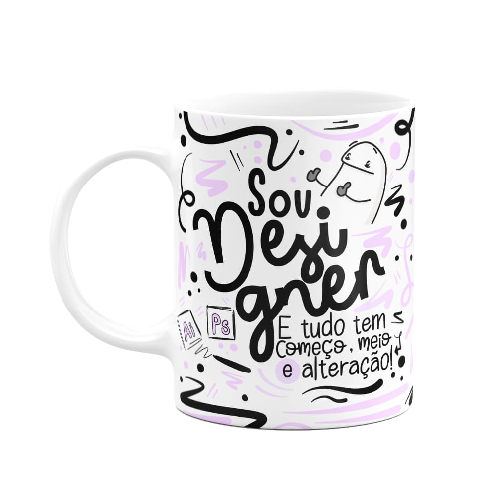 Caneca Flork Profissões - Sou Designer - Branca