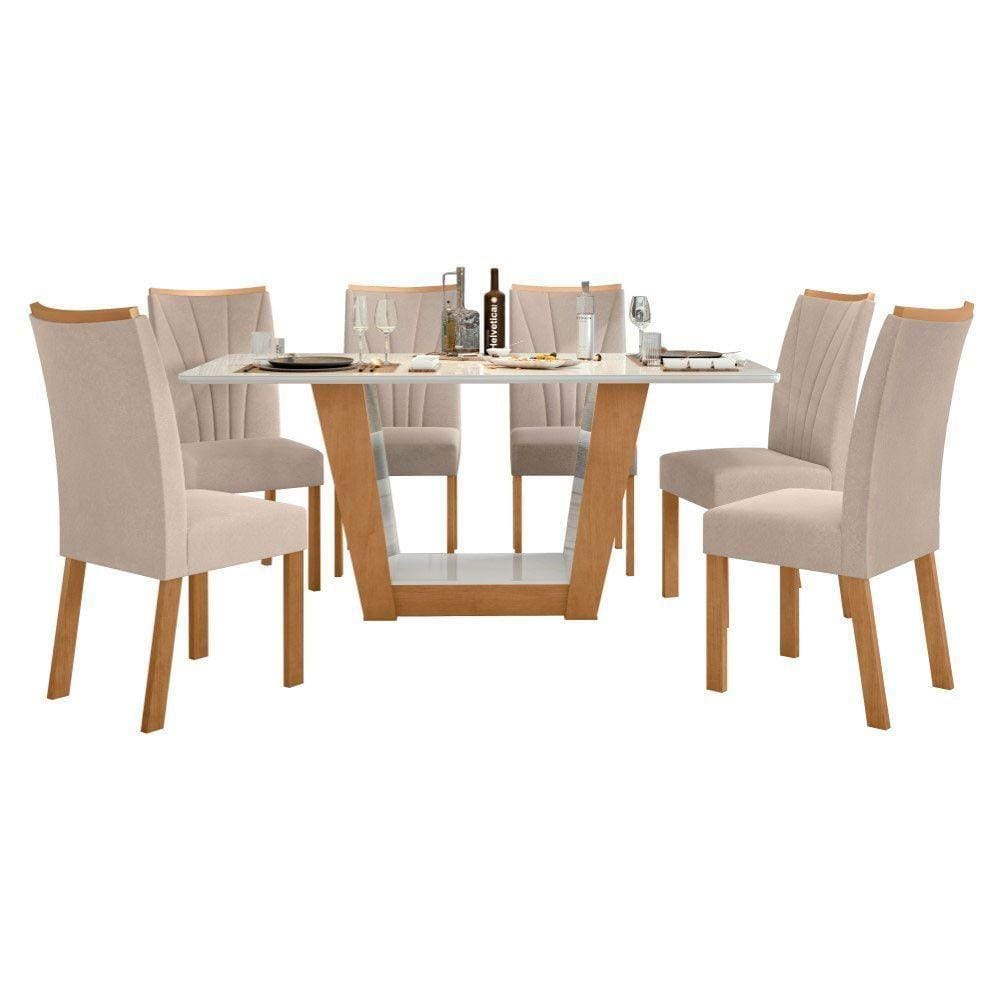 Conjunto Mesa Apogeu 170cm Tampo Mdf 6 Cadeiras Apogeu