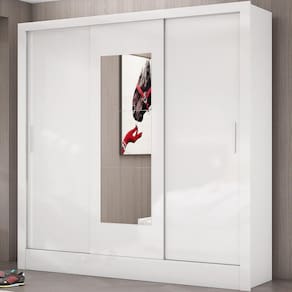 Guarda-roupa Dubai Com Espelho Branco Carioca Móveis Branco