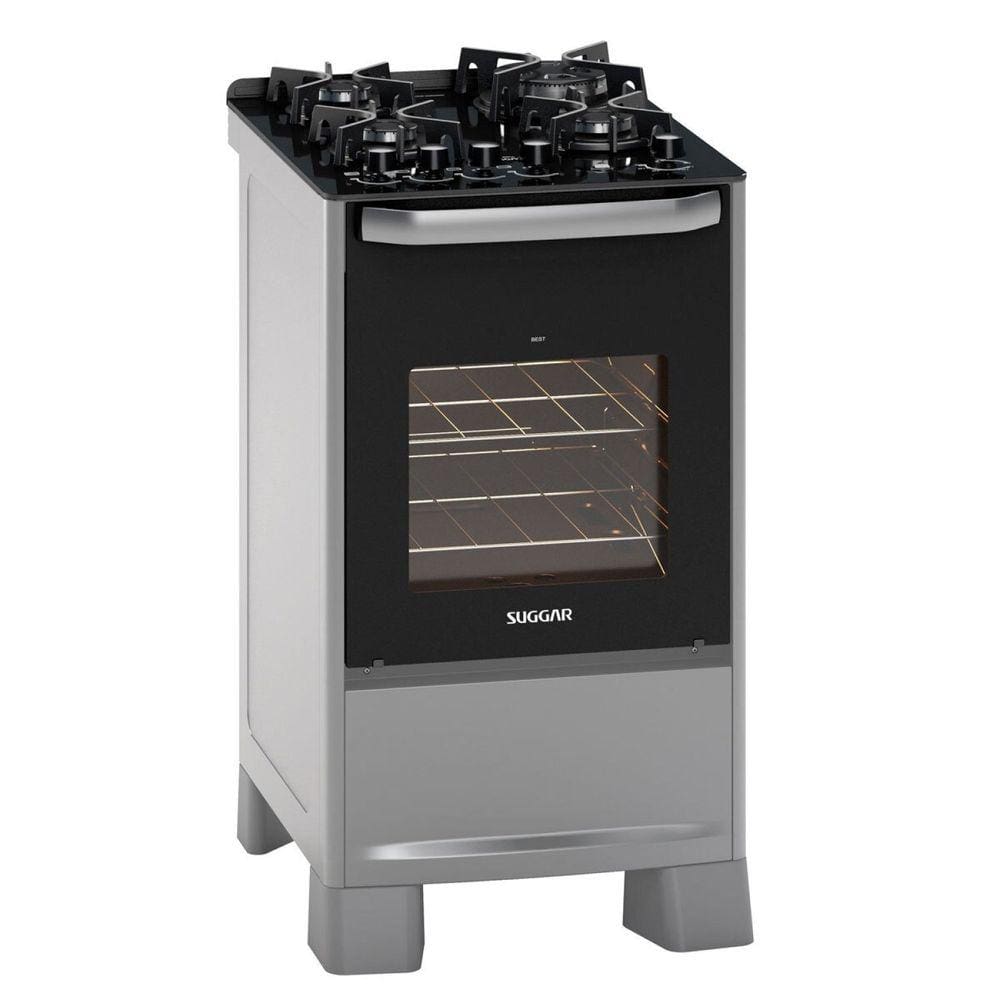 Fogão Mesa de Vidro 4 Queimadores 220V Best Grill Cinza