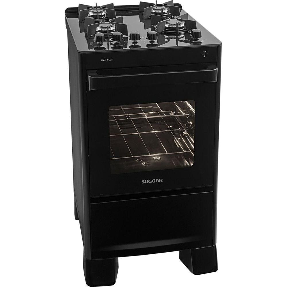 Fogão Mesa de Vidro 4 Queimadores Max Plus Suggar Preto