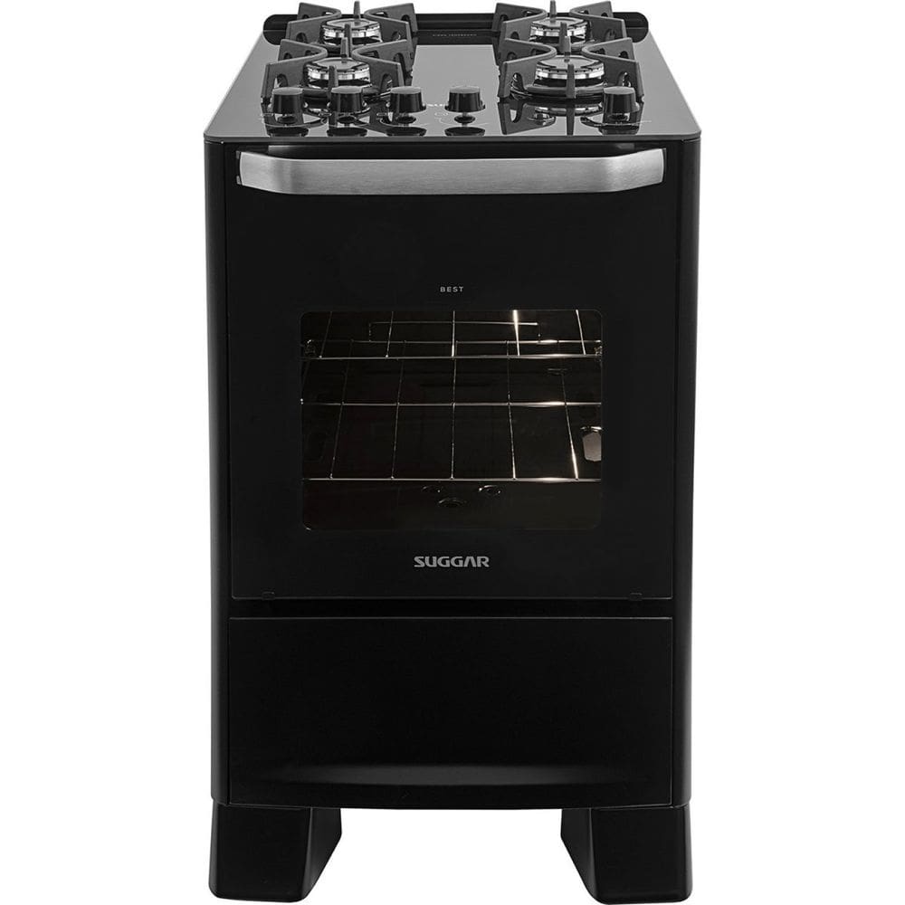 Fogão Mesa de Vidro 4 Queimadores Best Cook Suggar Preto