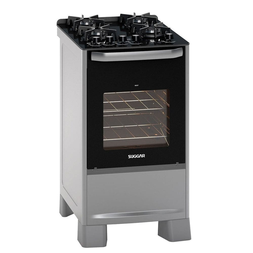 Fogão Mesa de Vidro 4 Queimadores Best Cook Suggar Cinza