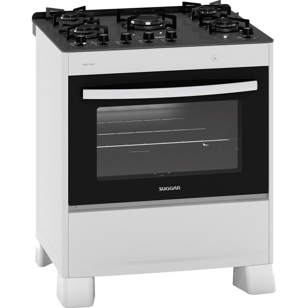 Fogão Mesa de Vidro 5 Queimadores Neo Max Suggar Branco