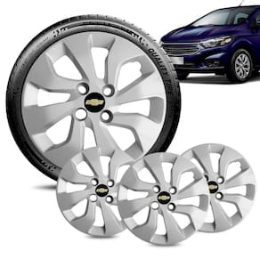 Jogo 4 Calota Chevrolet Prisma aro 14 2017 a 20 Prata preto