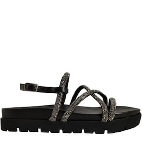 Sandália Papete Feminina Casual Dia a Dia com Strass Via Marte 23-17203