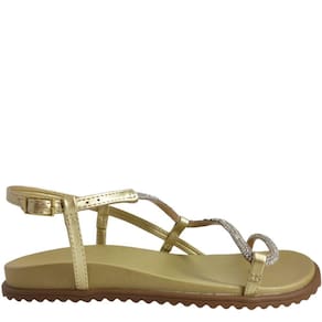 Sandália Rasteira Flat Feminina Papete Casual Dia a Dia com Strass Sua Cia 8333.14582v24