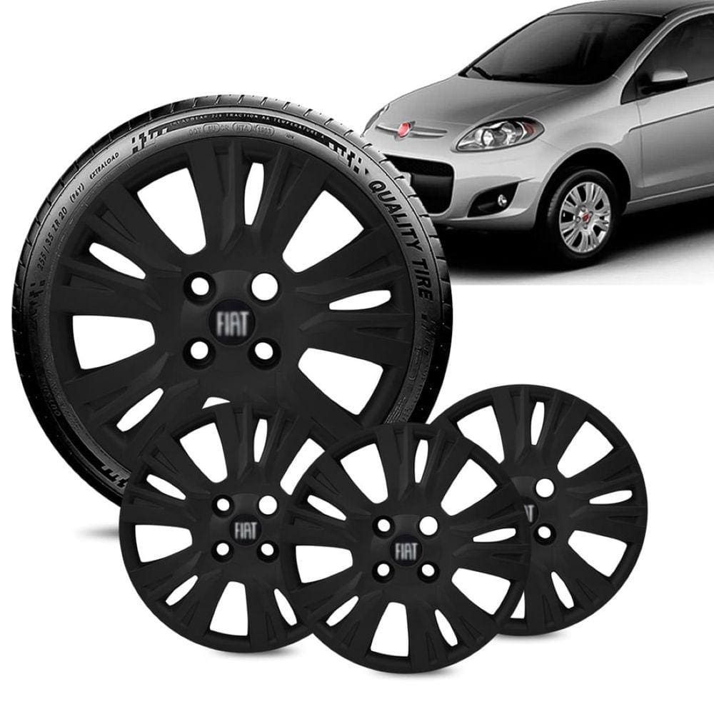 Jogo 4 Calota Palio Essence aro 13 2014 a 16 Preta Fosc Pret