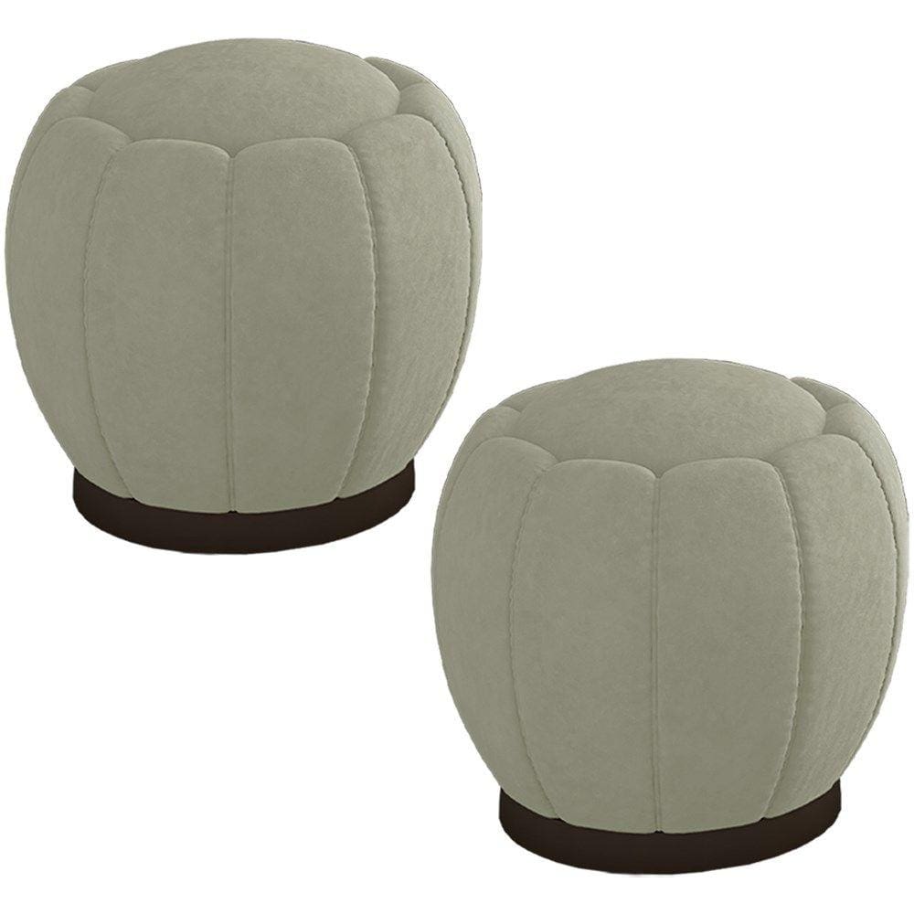 Kit 2 Puff Puf Para Sala Base Metal Tull Veludo SL 940 Peer