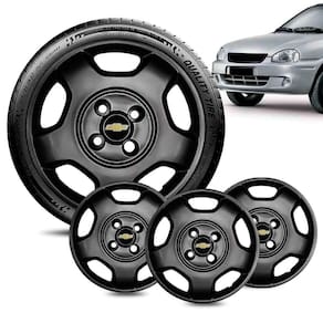 Jogo 4 Calota GM Corsa aro 14 2004 Preta Brilhante Log preto