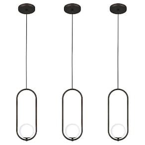 Kit 3 Luminária Pendente Teto Lustre Arco Globo Quarto Preto