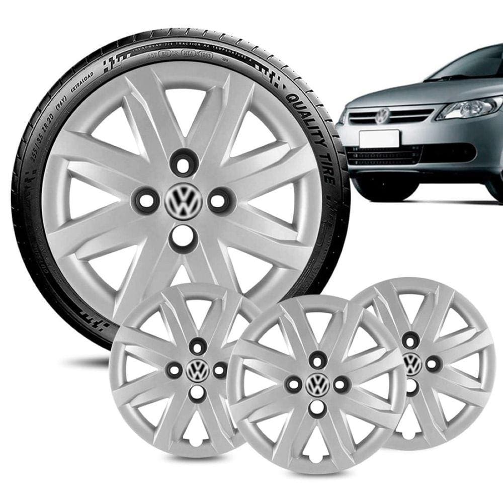 Jogo 4 Calota Volkswagen Gol G5 aro 14 2013 2014 2015 prata