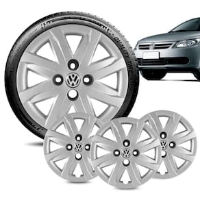 Jogo 4 Calota Volkswagen Gol G5 aro 14 2013 2014 2015 prata