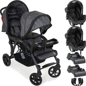 Carrinho para Gemeos Galzerano Doppio 2 Bebe Conforto 2 Bases