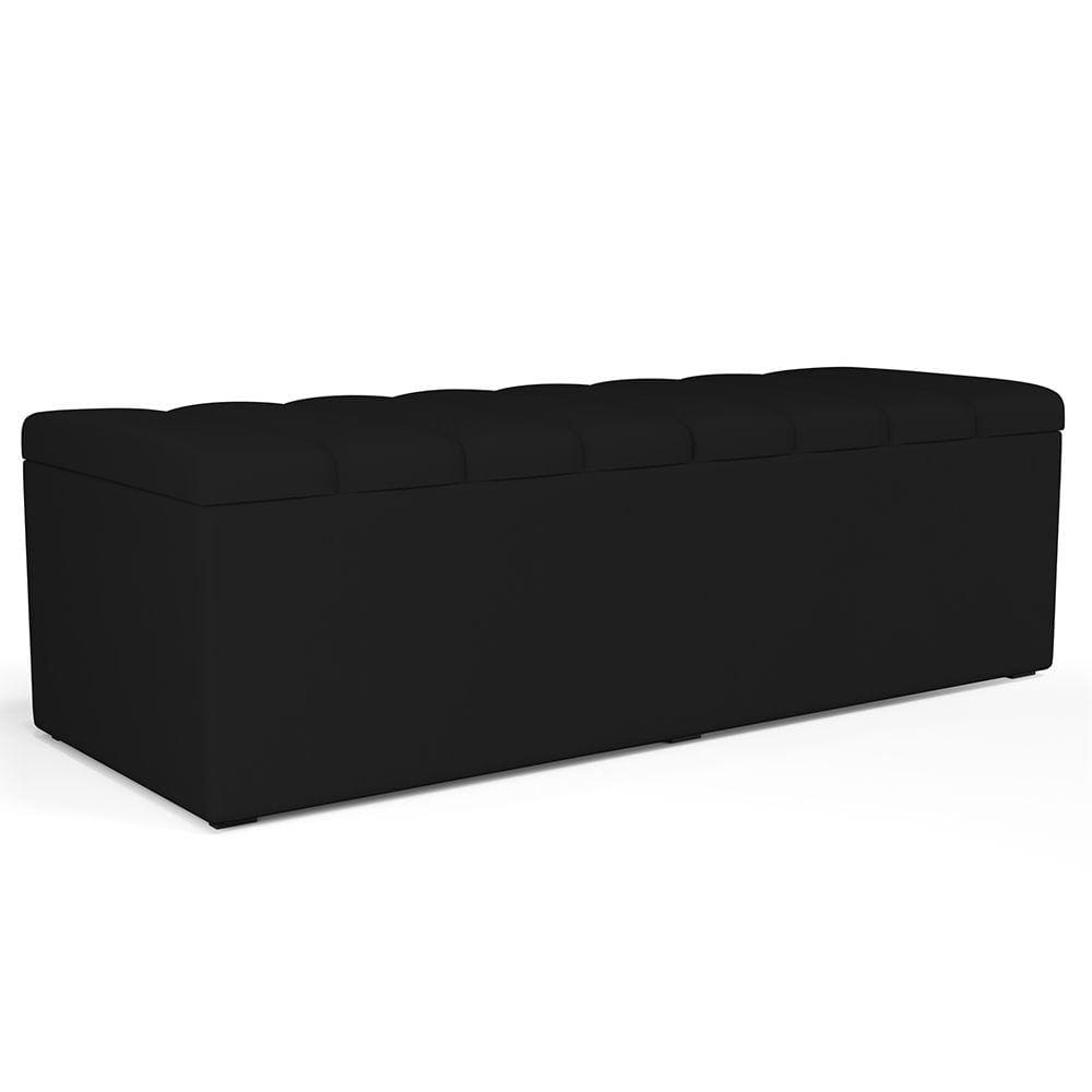 Calçadeira Recamier Baú Para Cama De Casal King Dália 195x50 cm W01 Facto Preto - Lyam