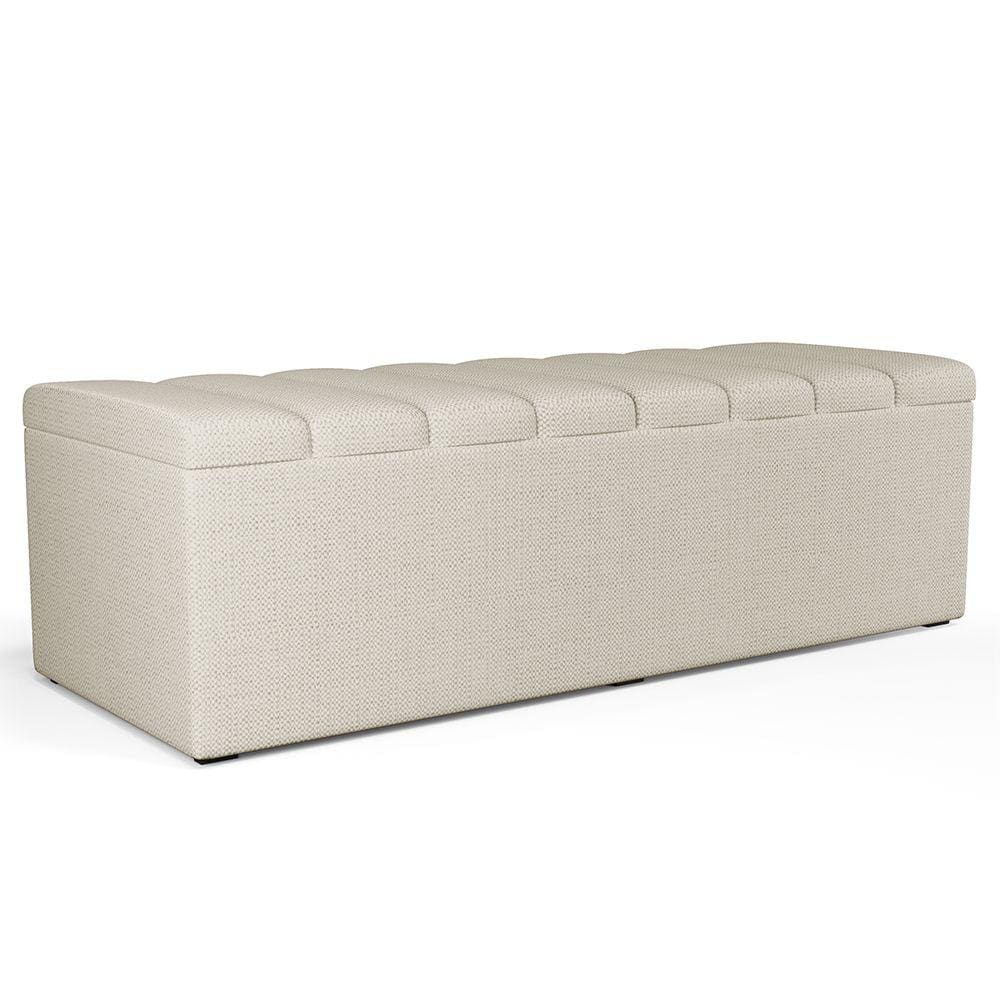 Calçadeira Recamier Baú Para Cama De Casal King Dália 195x50 cm W01 Linho Champagne - Lyam