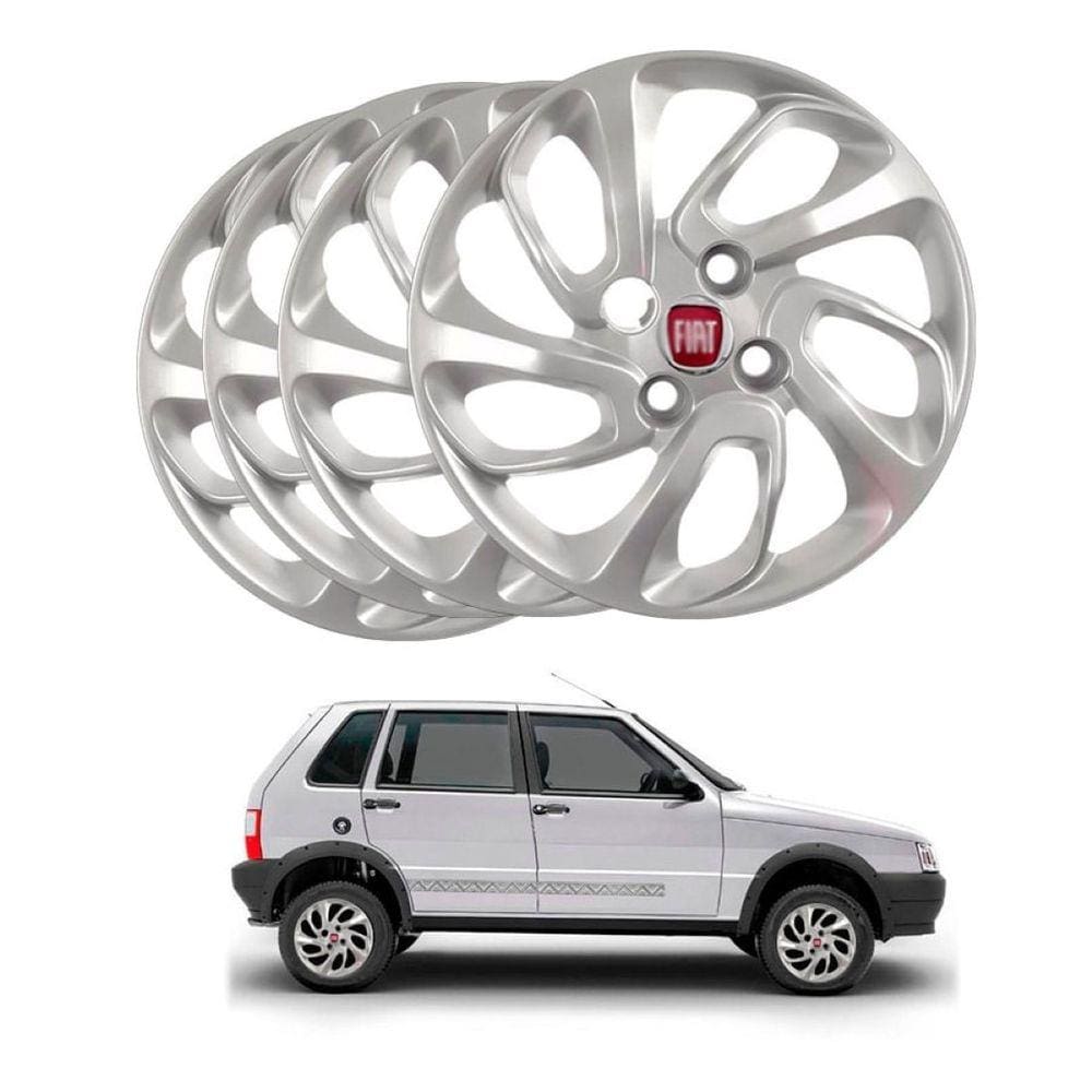 Calota Uno Mille Way 2013 A 2015 Aro14 Fiat Todos Jogo 4pçs