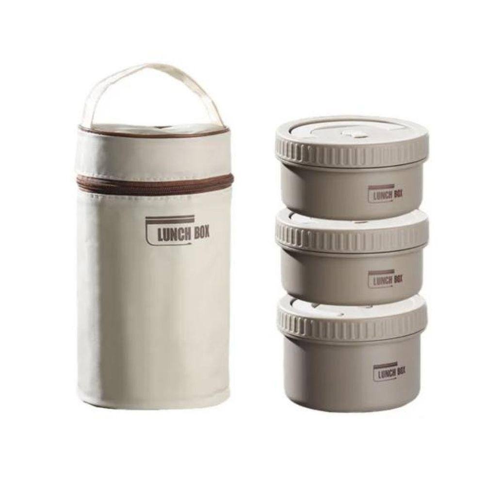 Jogo De Lancheira/BentoBox Bolsa Témica Com 3 Potes Em Inox