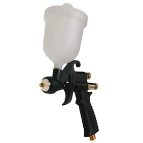 Aplicador de Pintura Arprex Stylo Preta Baixa Pressão Gravidade Bico 0.8 Mm Caneca Nylon 250 Ml Com Coador