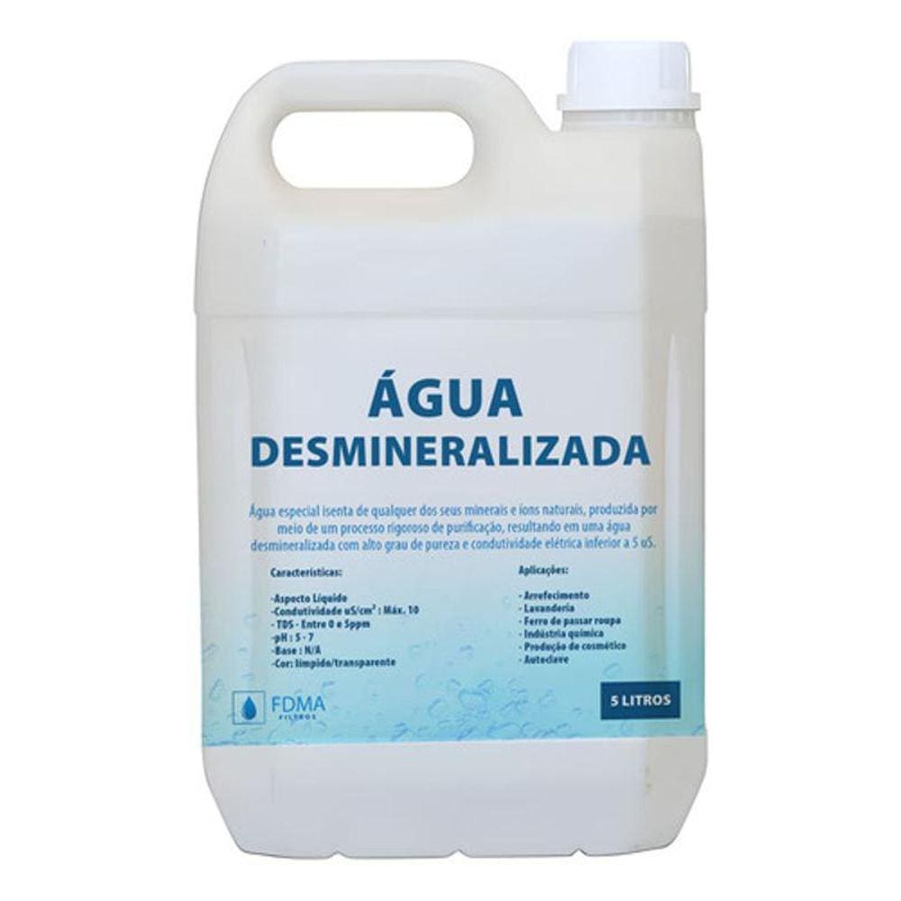 Água Doce Desmineralizada - 5 Litros Aplicações Diversas