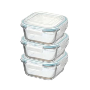 Kit Potes De Vidro Herméticos 3 Peças Quadrado 310Ml