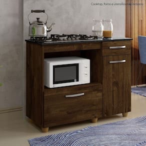 Balcão Cooktop 4 Bocas Violeta Basculante Ipê - Kaiki Móveis